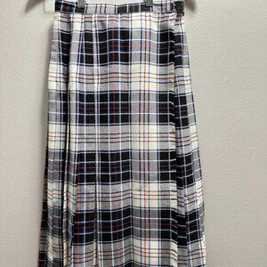 Vintage St. Michael Plaid Wrap Skirt | Size 12 | Polyester Viscose Blend
